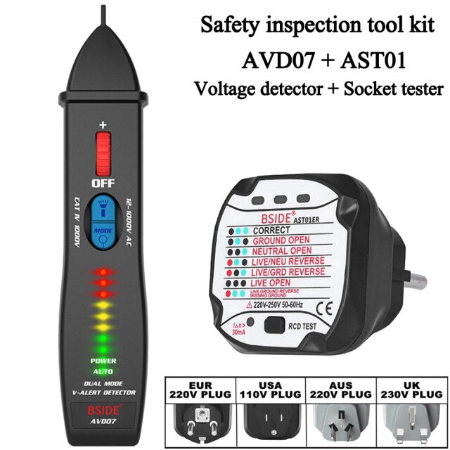Non-contact Voltage Detector indicator AVD07 Smart Electric Pen Tester Live/Neutral wire distinction Continuity check NCV-5