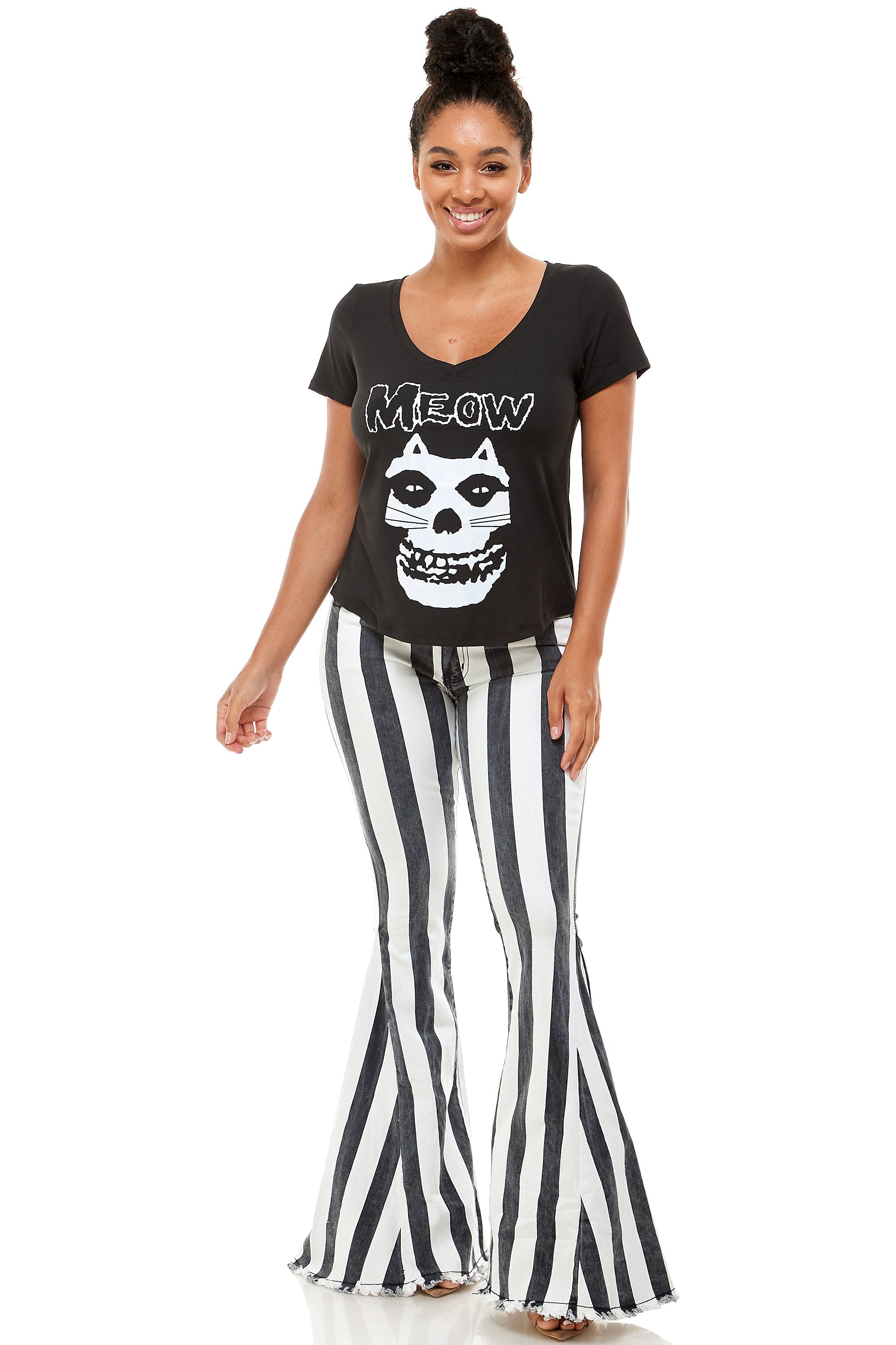 MISFIT MEOW CAT V NECK SHORT SLEEVE-1