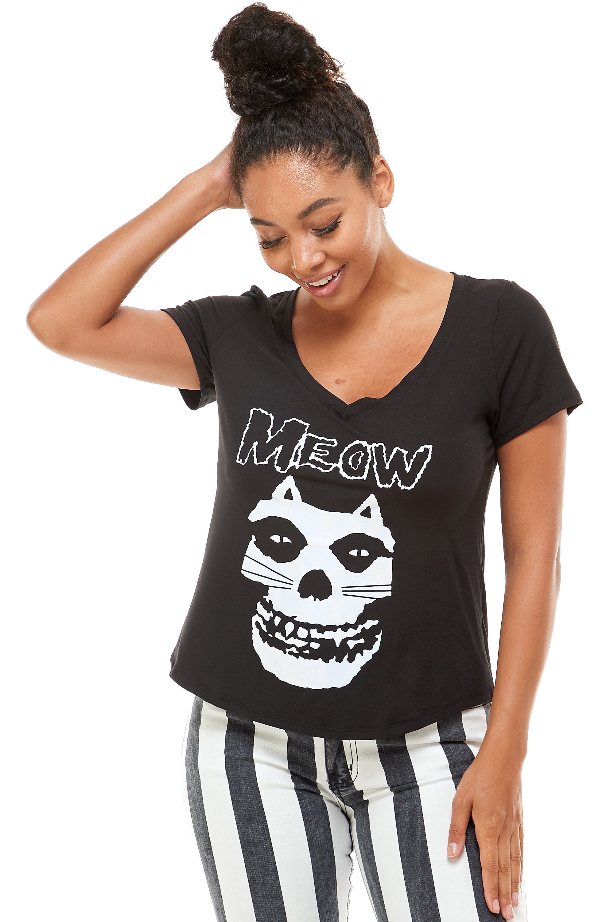 MISFIT MEOW CAT V NECK SHORT SLEEVE-0