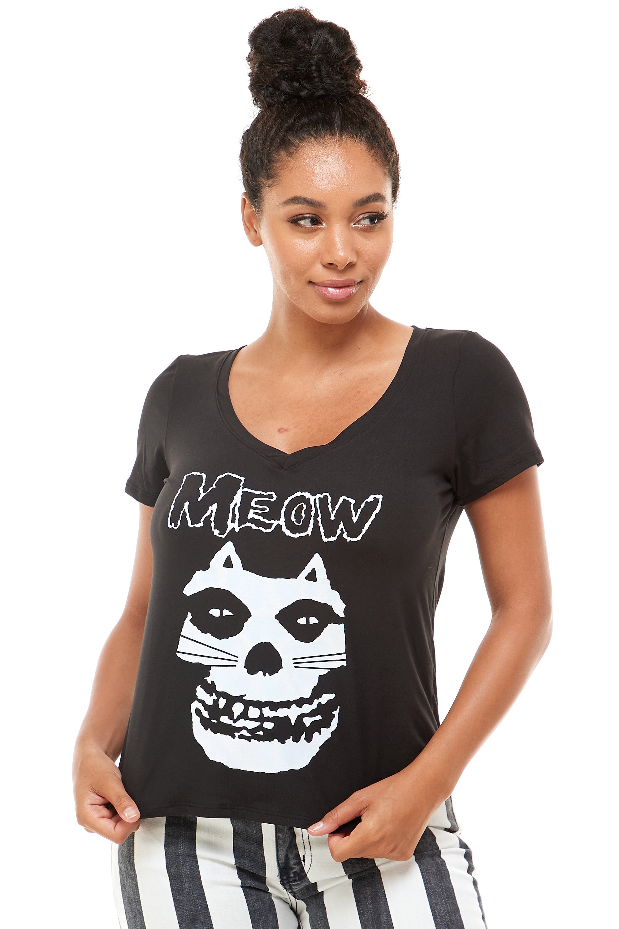 MISFIT MEOW CAT V NECK SHORT SLEEVE-2
