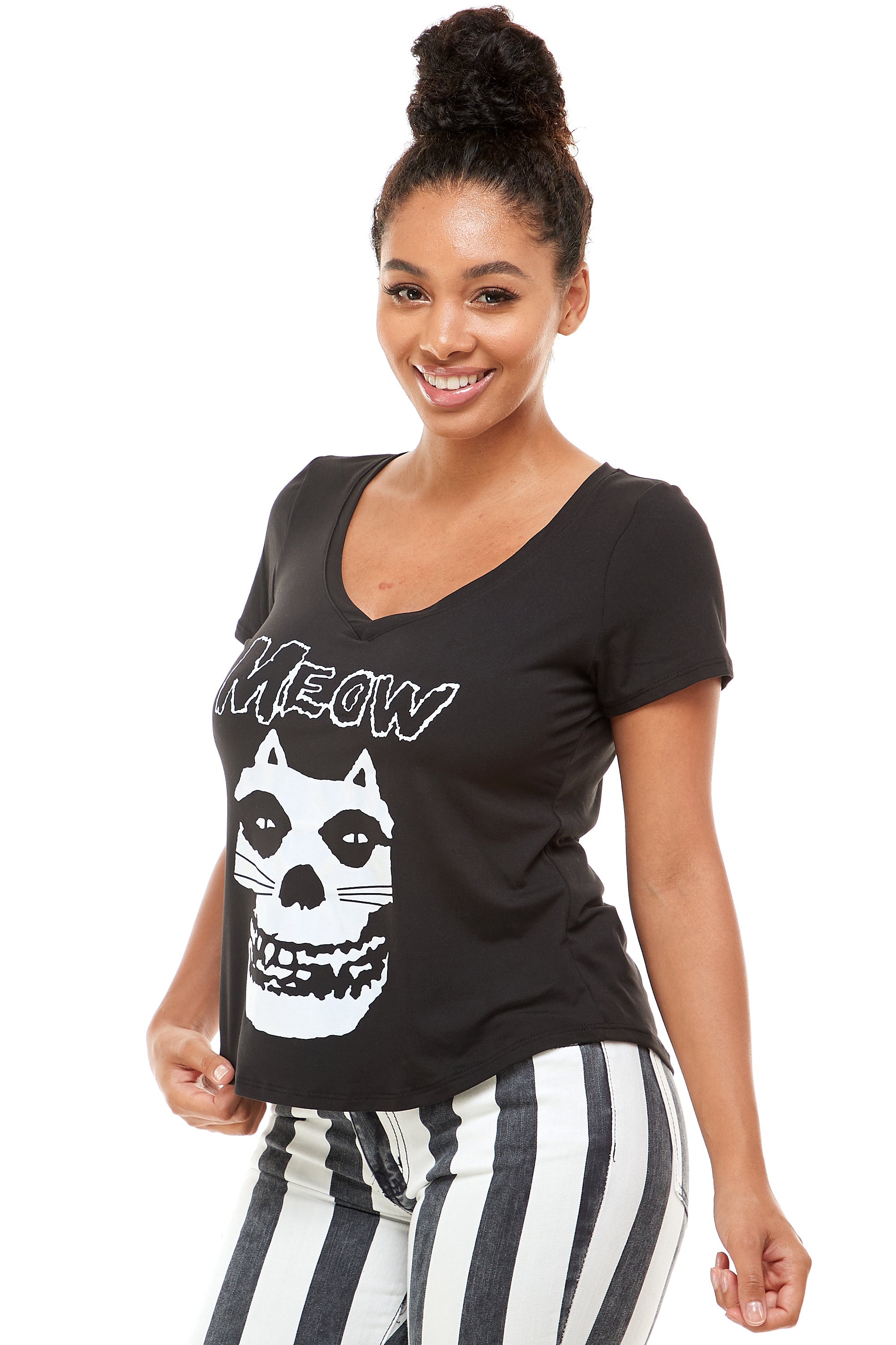 MISFIT MEOW CAT V NECK SHORT SLEEVE-3