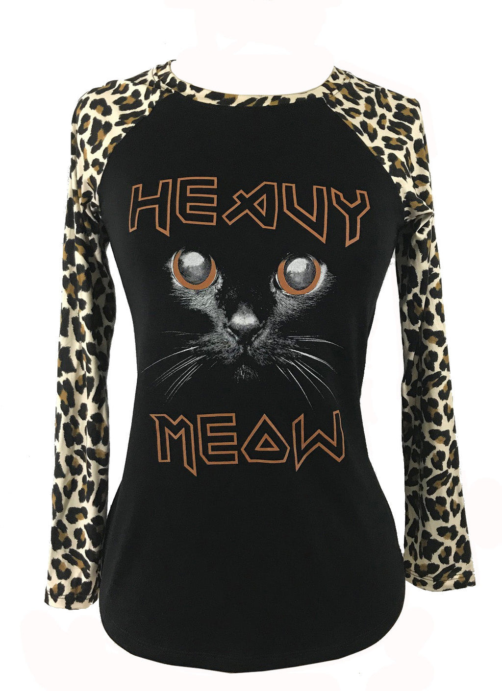 HEAVY MEOW LONG SLEEVE LEOPARD RAGLAN SHIRT-5