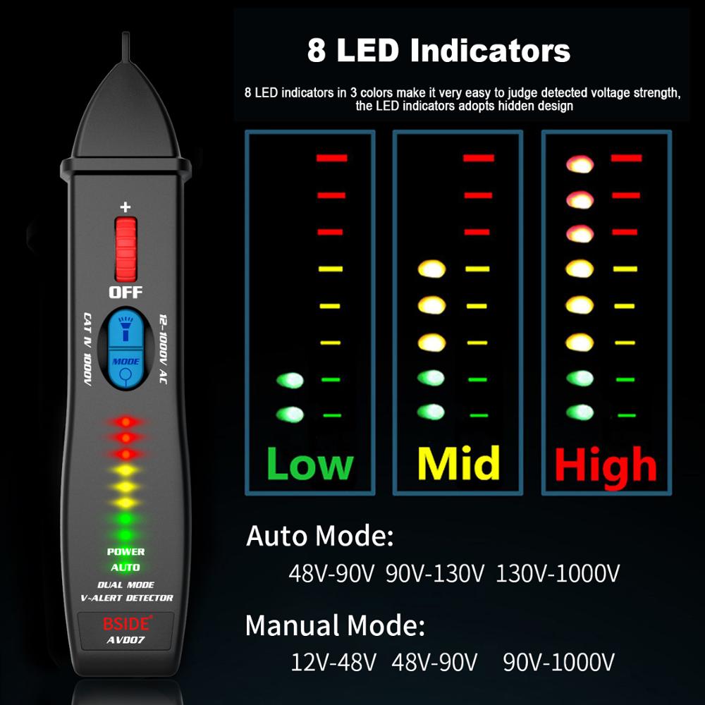 Non-contact Voltage Detector indicator AVD07 Smart Electric Pen Tester Live/Neutral wire distinction Continuity check NCV-3